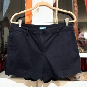 Navy Women's Scalloped Hem Shorts